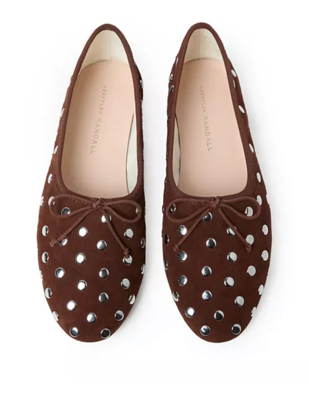 Loeffler Randall Brown Suede Studded Ballet Flats